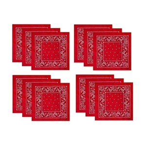 Hibaly 100% Cotton Classic Unisex Bandanas 12-Pack